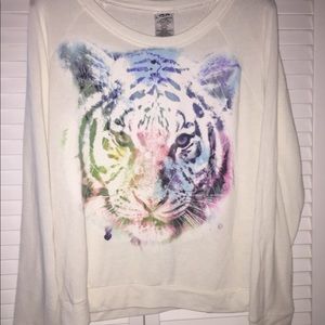 ML Sweaters - ML Multi Colored Tiger Face Sweater Top Large ML Sweaters - ML Multi Colored Tiger Face Sweater Top Large
